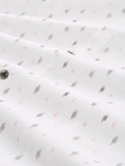 Denim Tom Tailor White Rose Grey Lines Print Men Fitted Short Sleeve Shirt SKU: 1046161_38028 Image 02