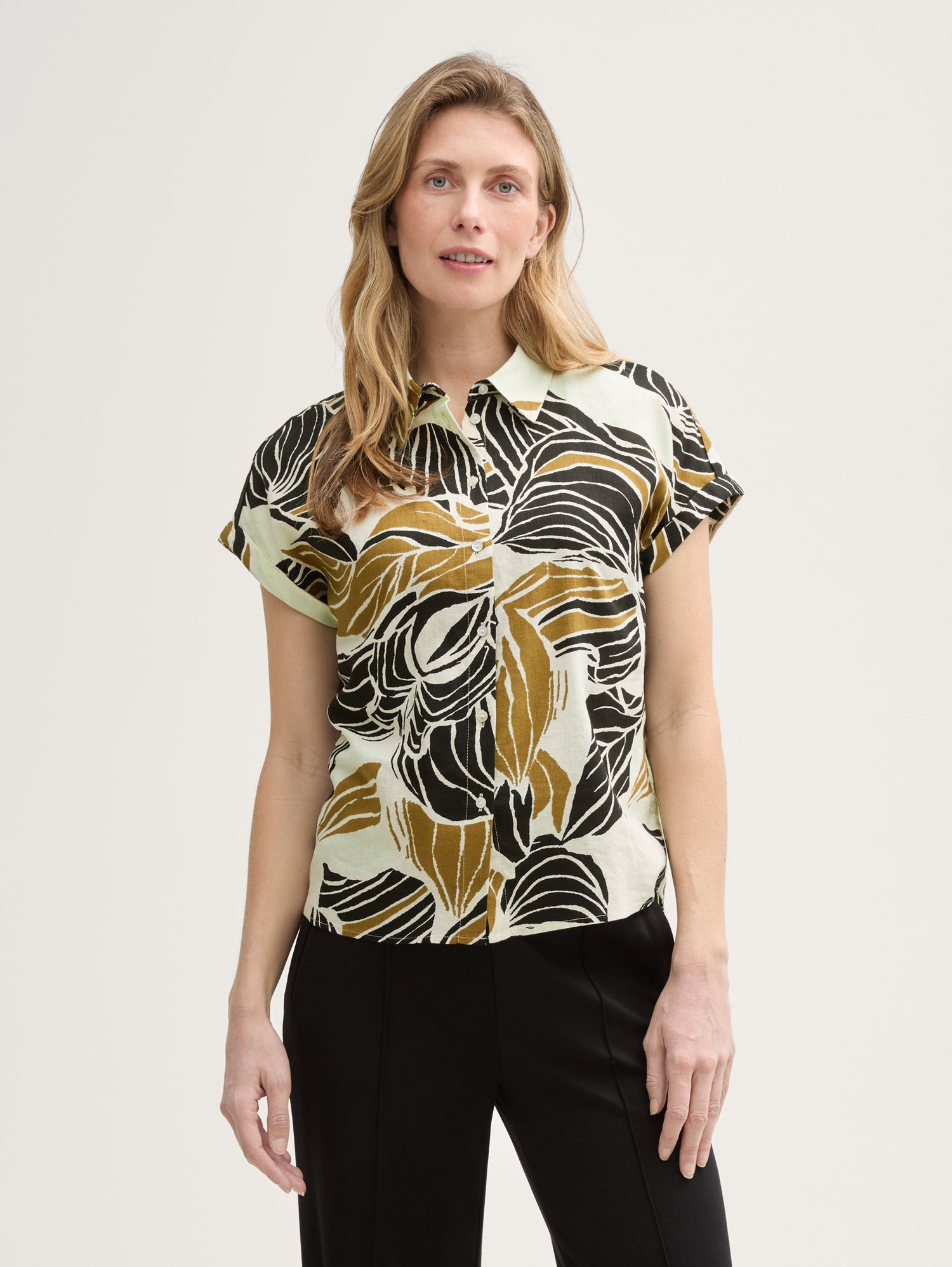 Tom Tailor_Loose Fit Blouse with Linen Content_1046207_37999_01