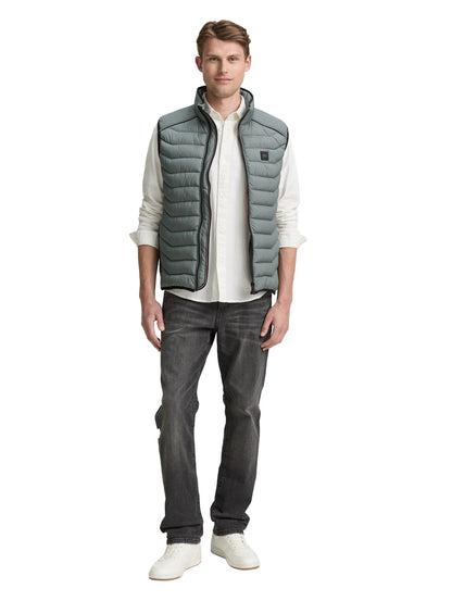 Tom Tailor Washed Jasper Green Men Hybrid Quilted Waistcoat SKU: 1046222_21951 Image 01