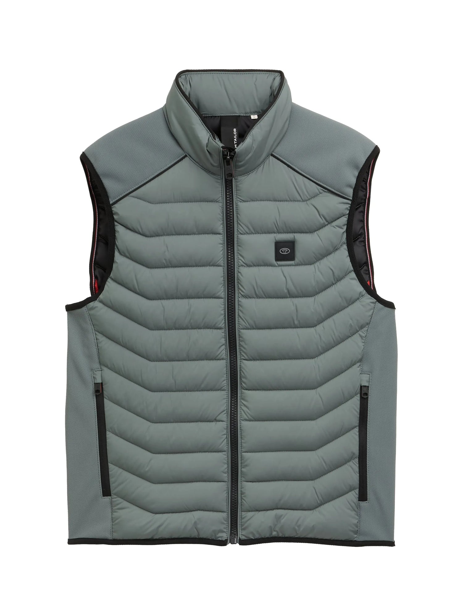 Tom Tailor Washed Jasper Green Men Hybrid Quilted Waistcoat SKU: 1046222_21951 Image 06