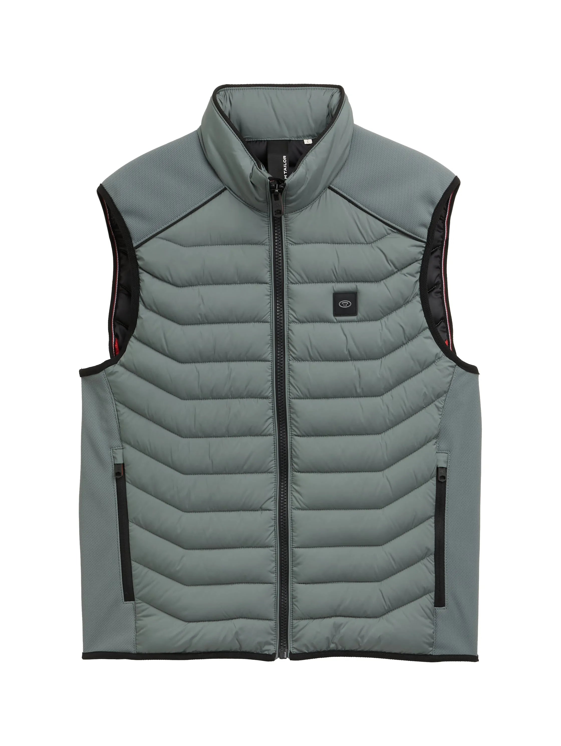 Tom Tailor Washed Jasper Green Men Hybrid Quilted Waistcoat SKU: 1046222_21951 Image 06