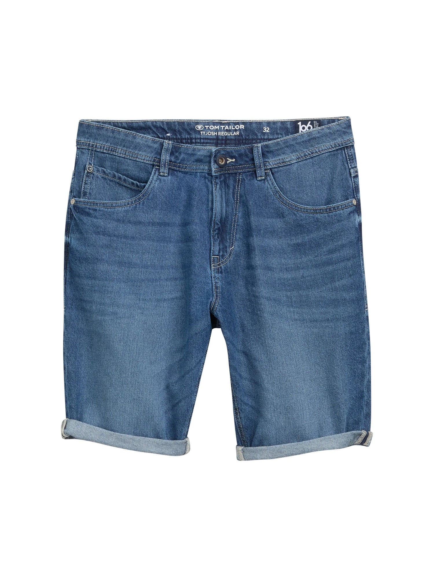 Tom Tailor Mid Stone Bright Blue Denim Men Ttjosh Regular Fit Shorts SKU: 1046255_10152 Image 01