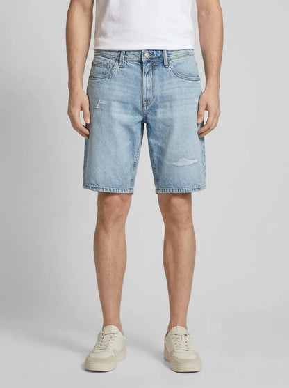 Denim Tom Tailor Destroyed Light Stone Blue Denim Men Ttpiers Slim Destroyed Jeans Shorts SKU: 1046278_10122 Image 00