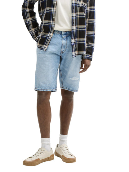 Denim Tom Tailor Destroyed Light Stone Blue Denim Men Ttpiers Slim Destroyed Jeans Shorts SKU: 1046278_10122 Image 01