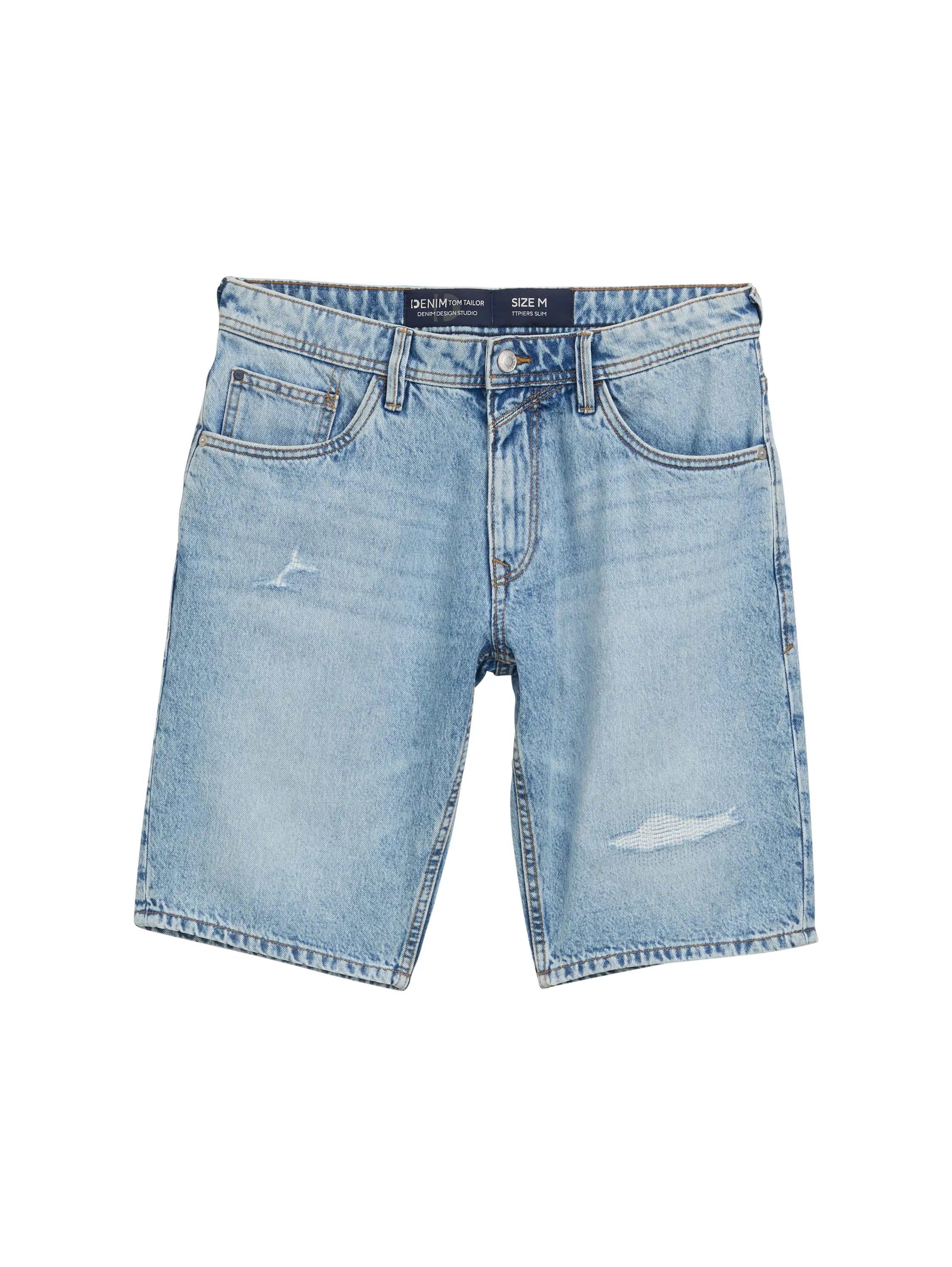 Denim Tom Tailor Destroyed Light Stone Blue Denim Men Ttpiers Slim Destroyed Jeans Shorts SKU: 1046278_10122 Image 06