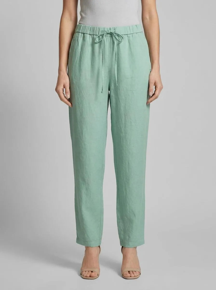 Tom Tailor Faded Green Women Loose Slim Trousers with Linen Content SKU: 1046498_13010 Image 00
