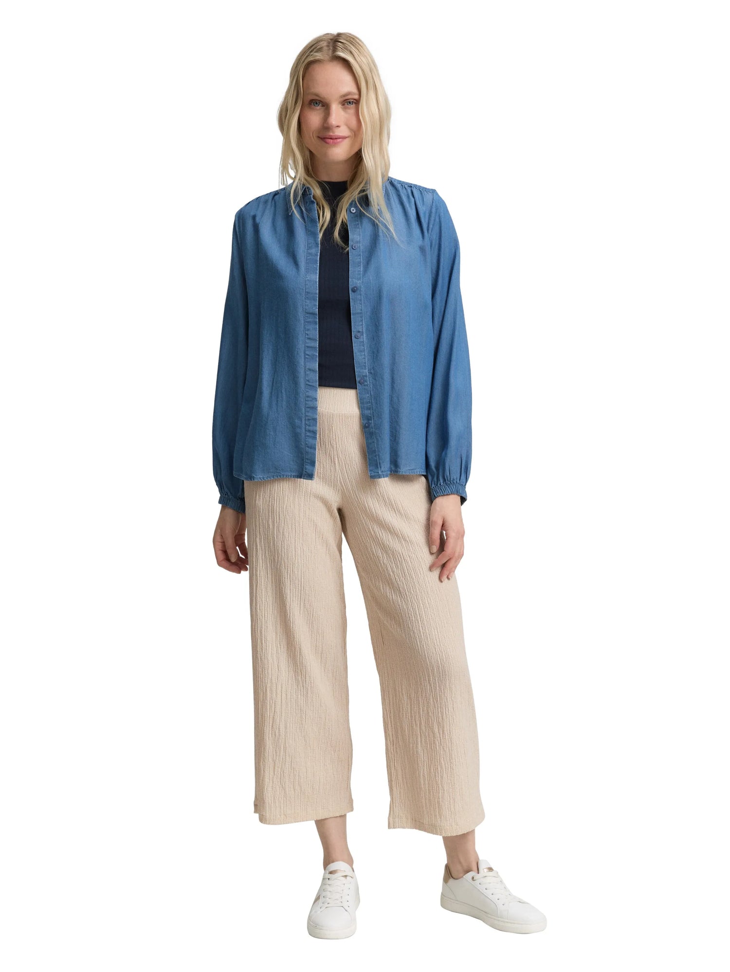 Tom Tailor Champagne Structure Women Crinkle Culotte Trousers SKU: 1046509_38002 Image 03