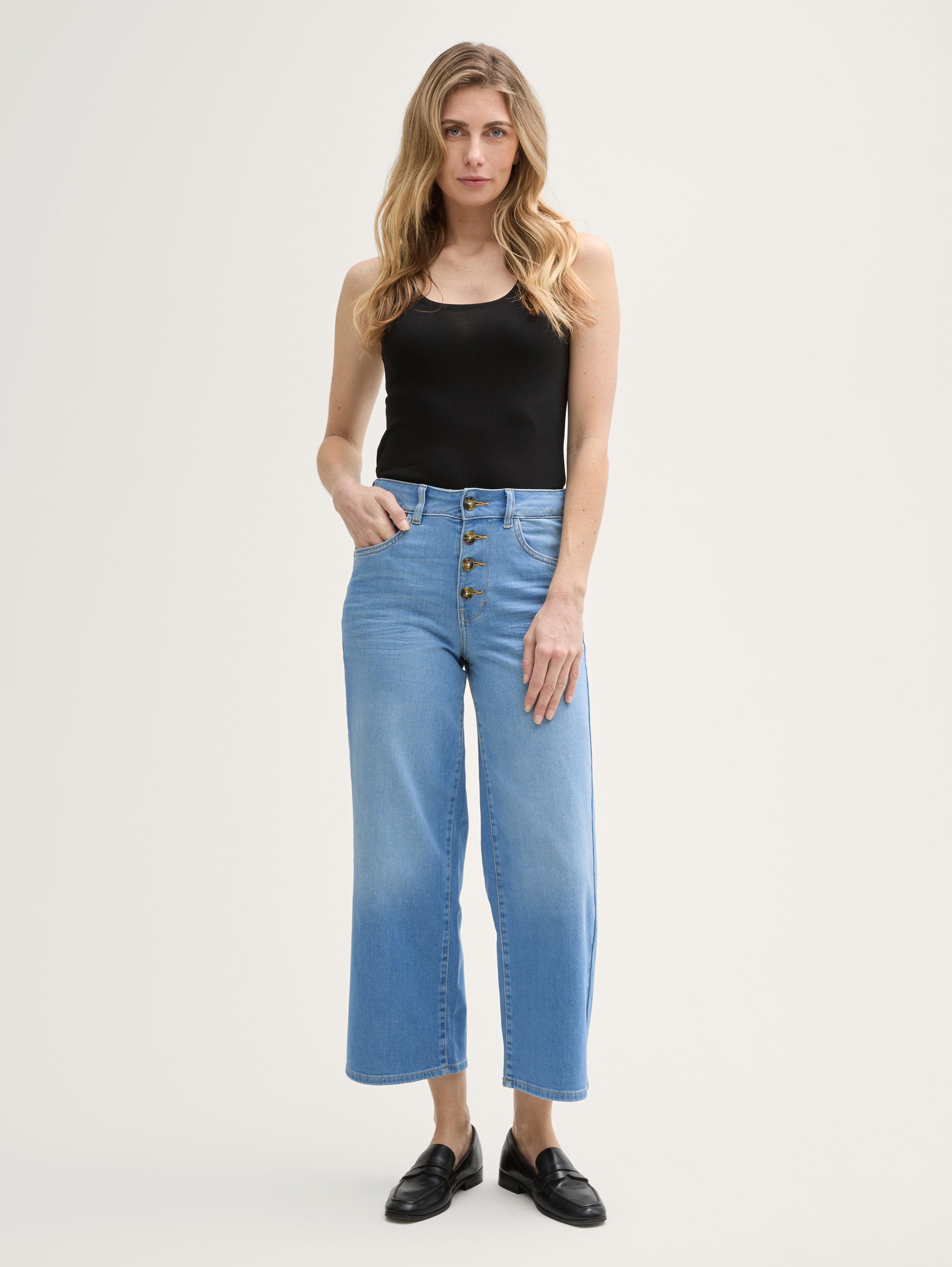 Tom Tailor_Culotte Jeans with Button Placket_1046584_10112_01