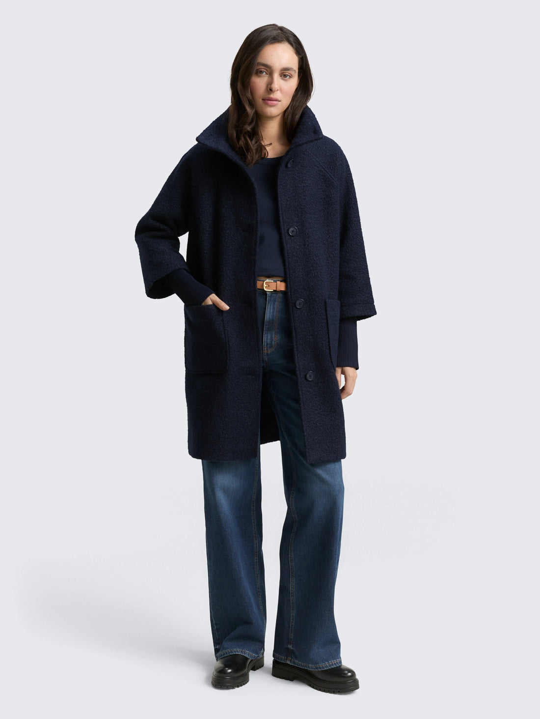 Tom Tailor_Black_BouclŽ Coat with Stand-Up Collar_1046604_10668_01