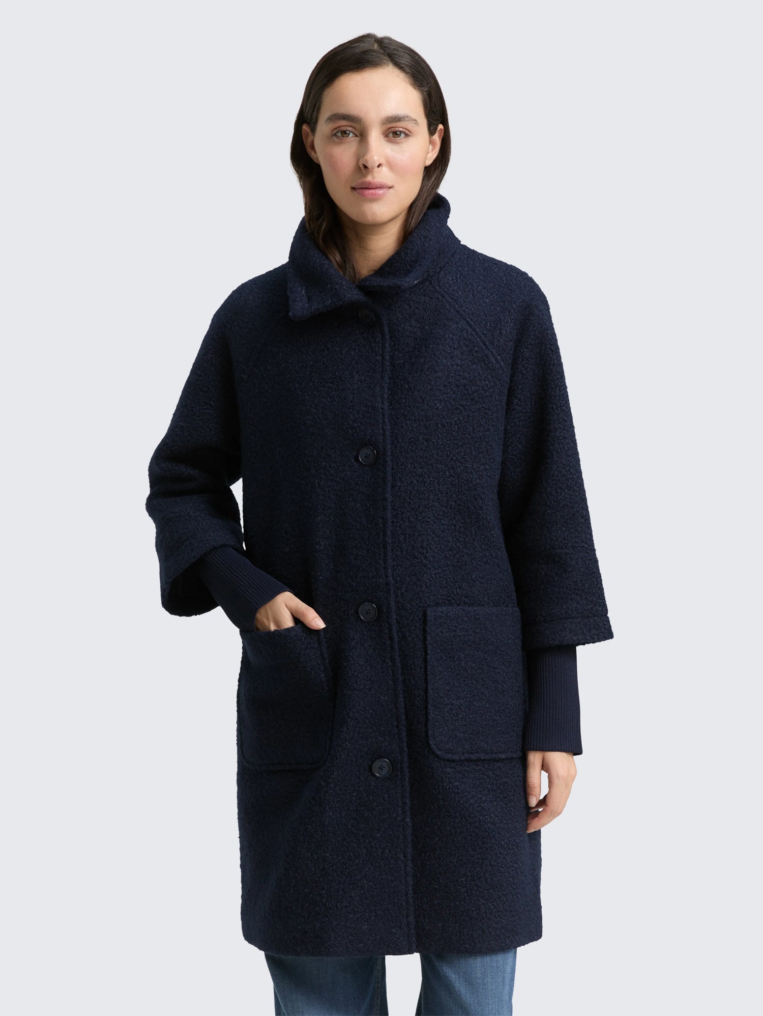 Tom Tailor_Black_BouclŽ Coat with Stand-Up Collar_1046604_10668_02