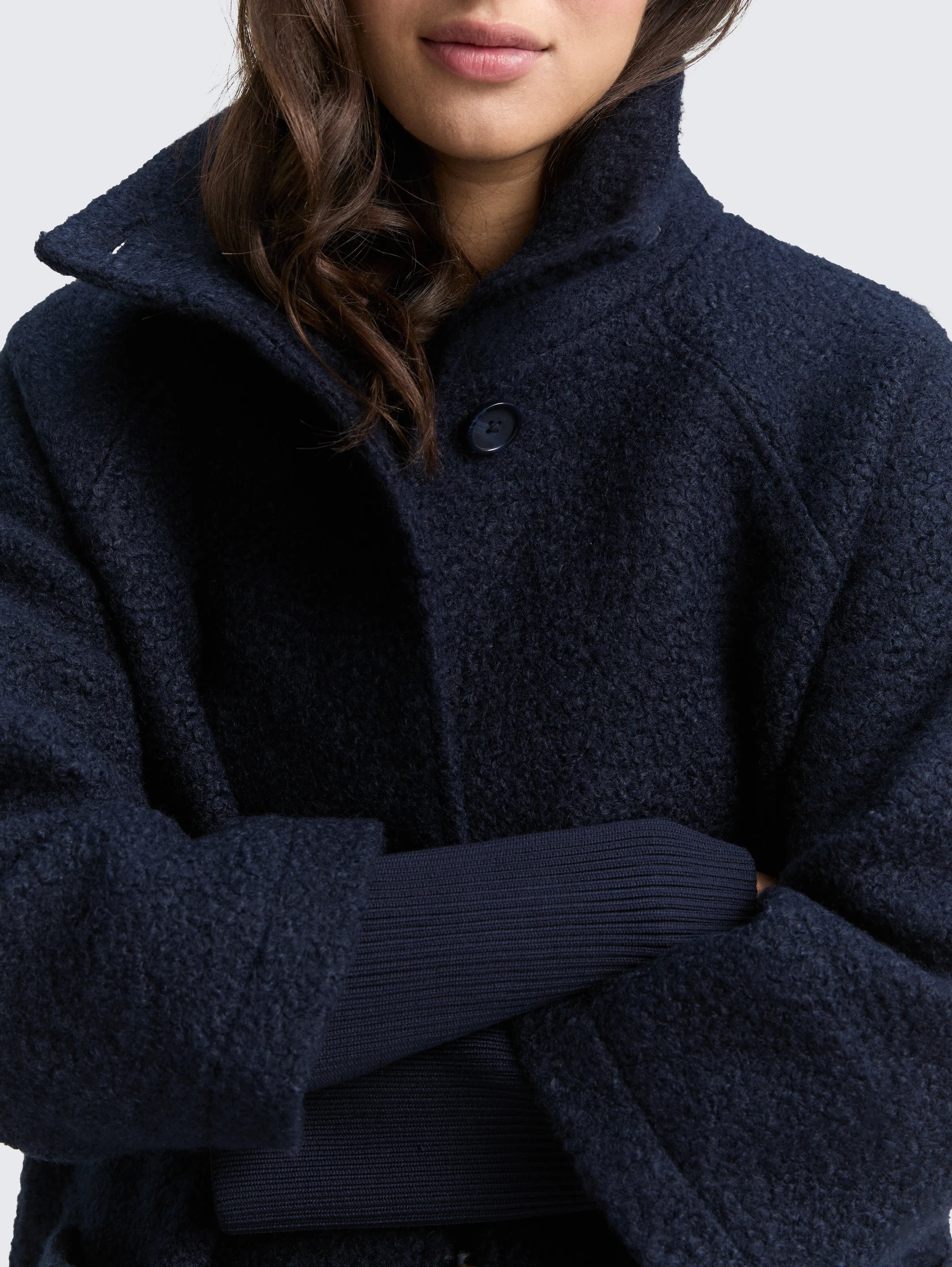 Tom Tailor_Black_BouclŽ Coat with Stand-Up Collar_1046604_10668_05