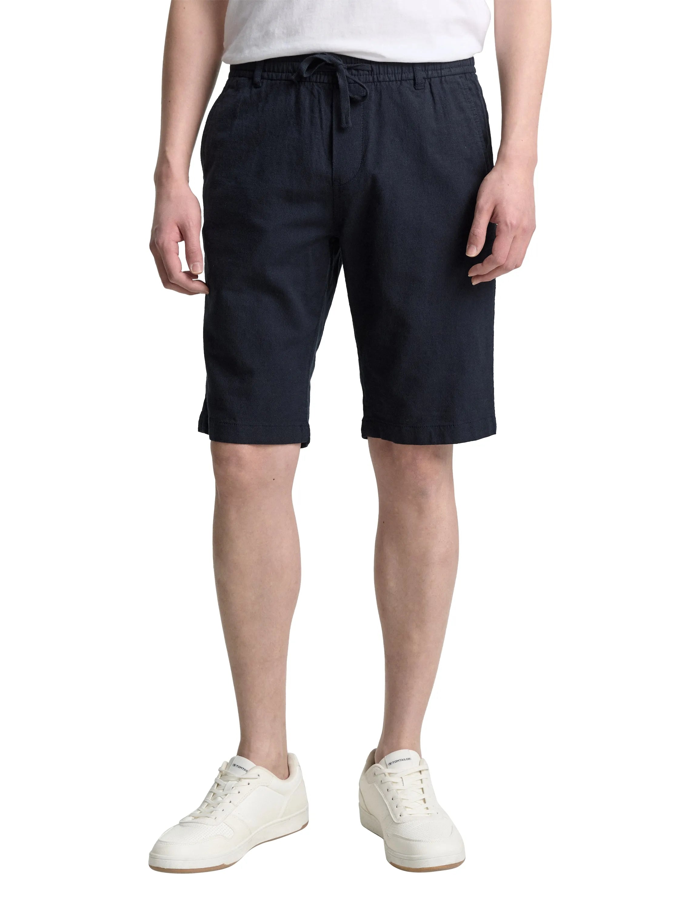Tom Tailor Sky Captain Blue Men Regular Fit Shorts with Linen Content SKU: 1046813_10668 Image 01