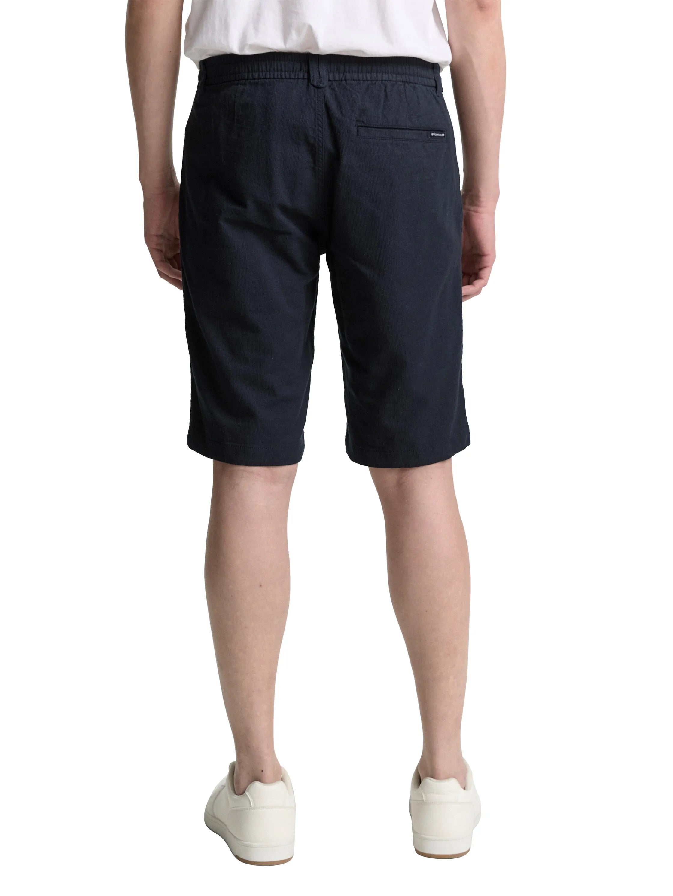 Tom Tailor Sky Captain Blue Men Regular Fit Shorts with Linen Content SKU: 1046813_10668 Image 02