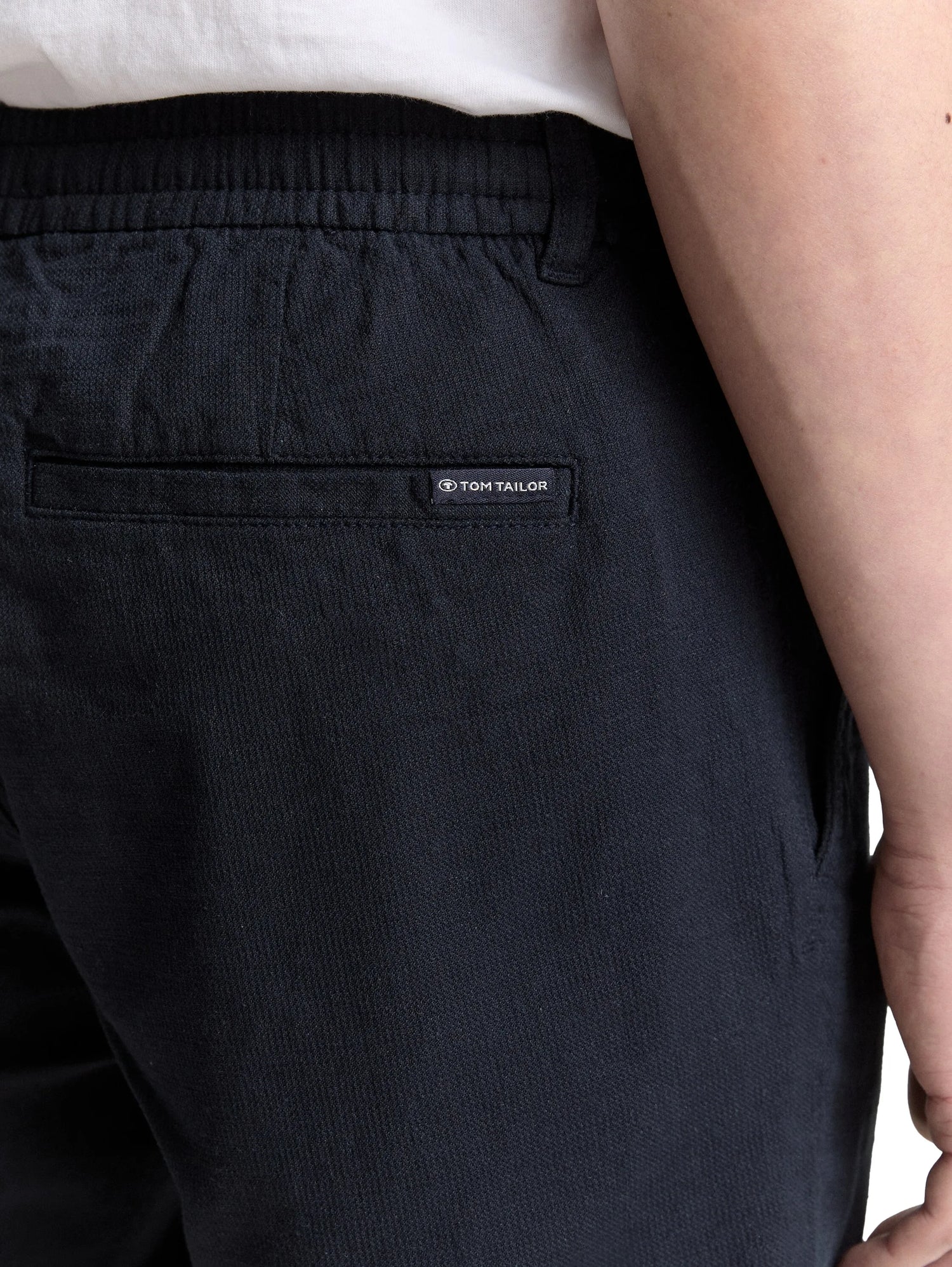 Tom Tailor Sky Captain Blue Men Regular Fit Shorts with Linen Content SKU: 1046813_10668 Image 04