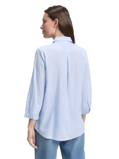 Tom Tailor Blue White Dobby Stripe Women Regular Fit Blouse with Striped Pattern SKU: 1047178_38208 Image 02