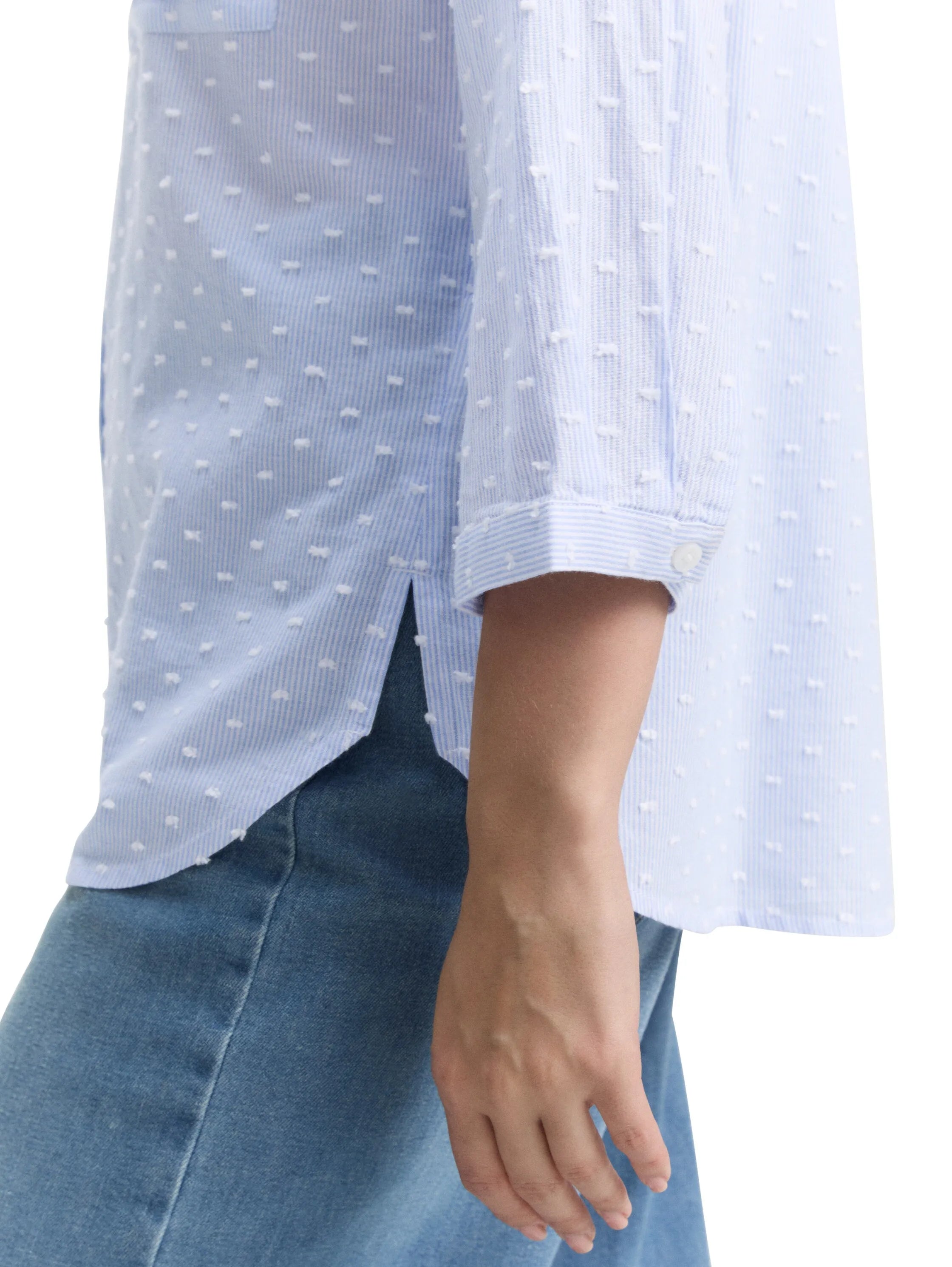 Tom Tailor Blue White Dobby Stripe Women Regular Fit Blouse with Striped Pattern SKU: 1047178_38208 Image 03