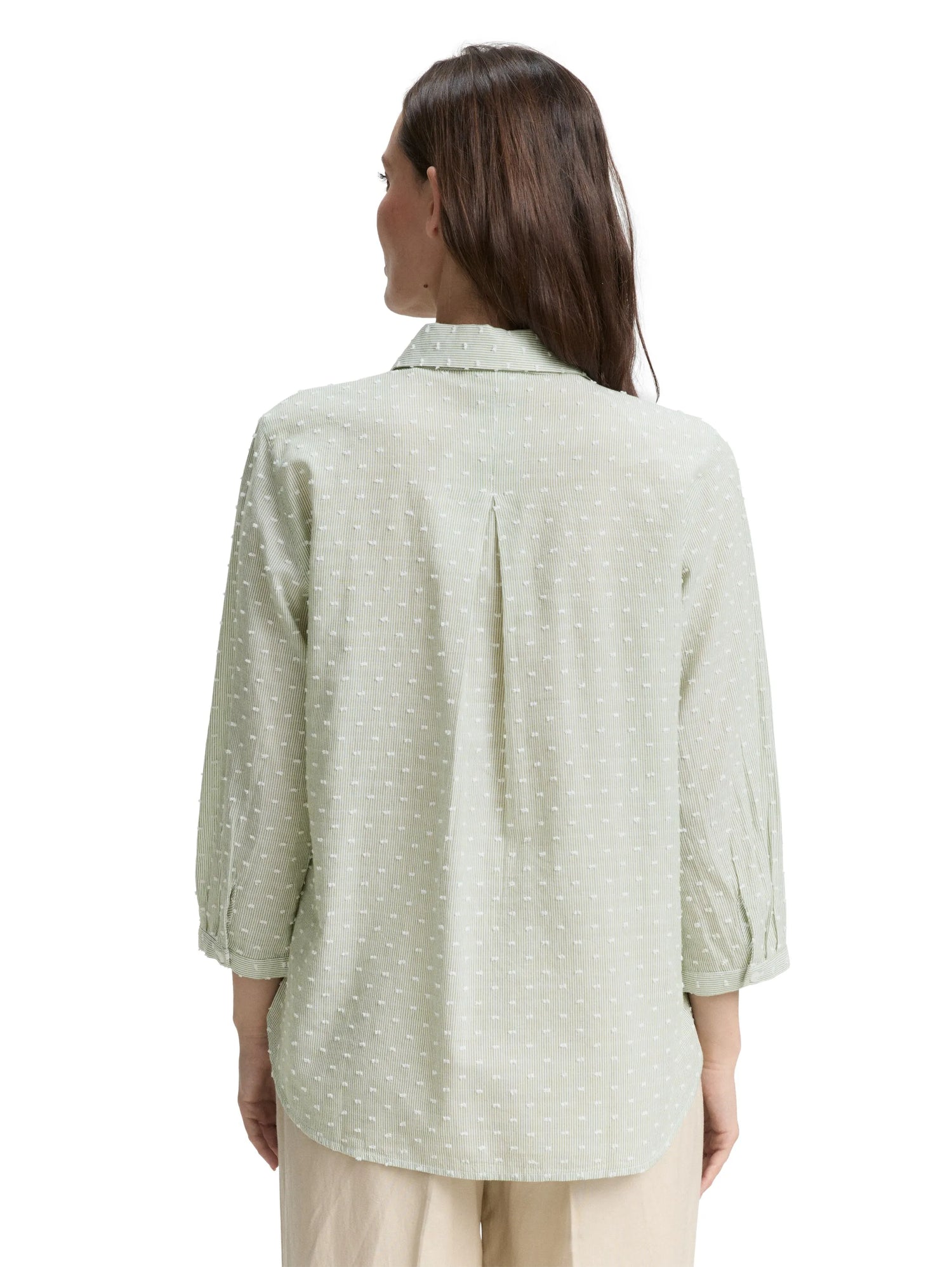 Tom Tailor Green White Dobby Stipe Women Regular Fit Blouse with Striped Pattern SKU: 1047178_38781 Image 02
