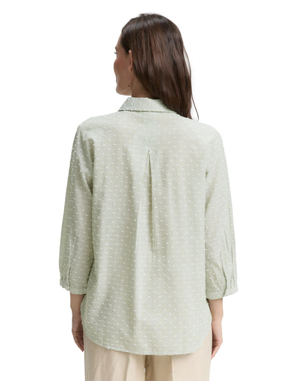 Tom Tailor Green White Dobby Stipe Women Regular Fit Blouse with Striped Pattern SKU: 1047178_38781 Image 02