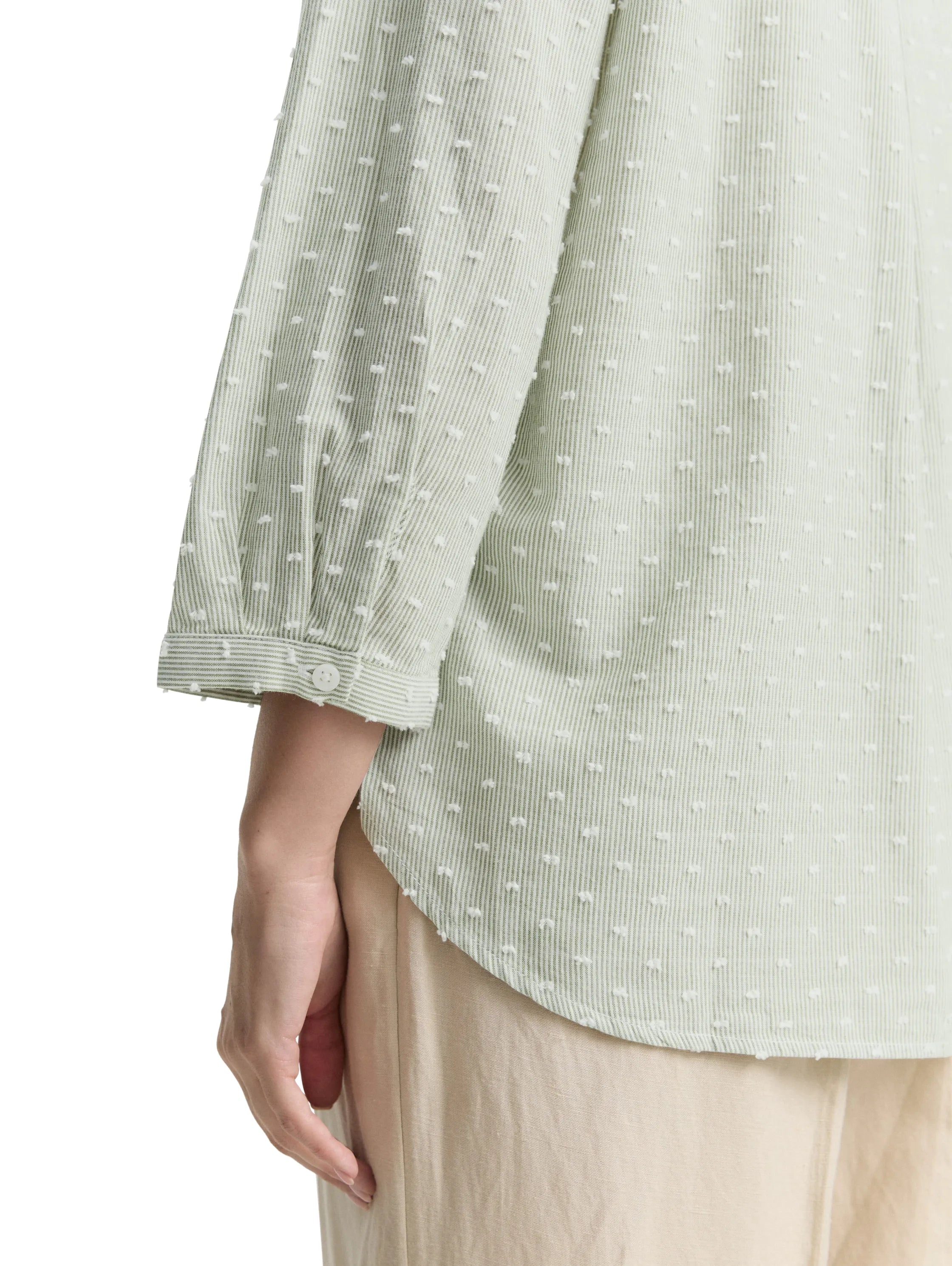 Tom Tailor Green White Dobby Stipe Women Regular Fit Blouse with Striped Pattern SKU: 1047178_38781 Image 03