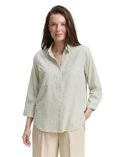 Tom Tailor Green White Dobby Stipe Women Regular Fit Blouse with Striped Pattern SKU: 1047178_38781 Image 04