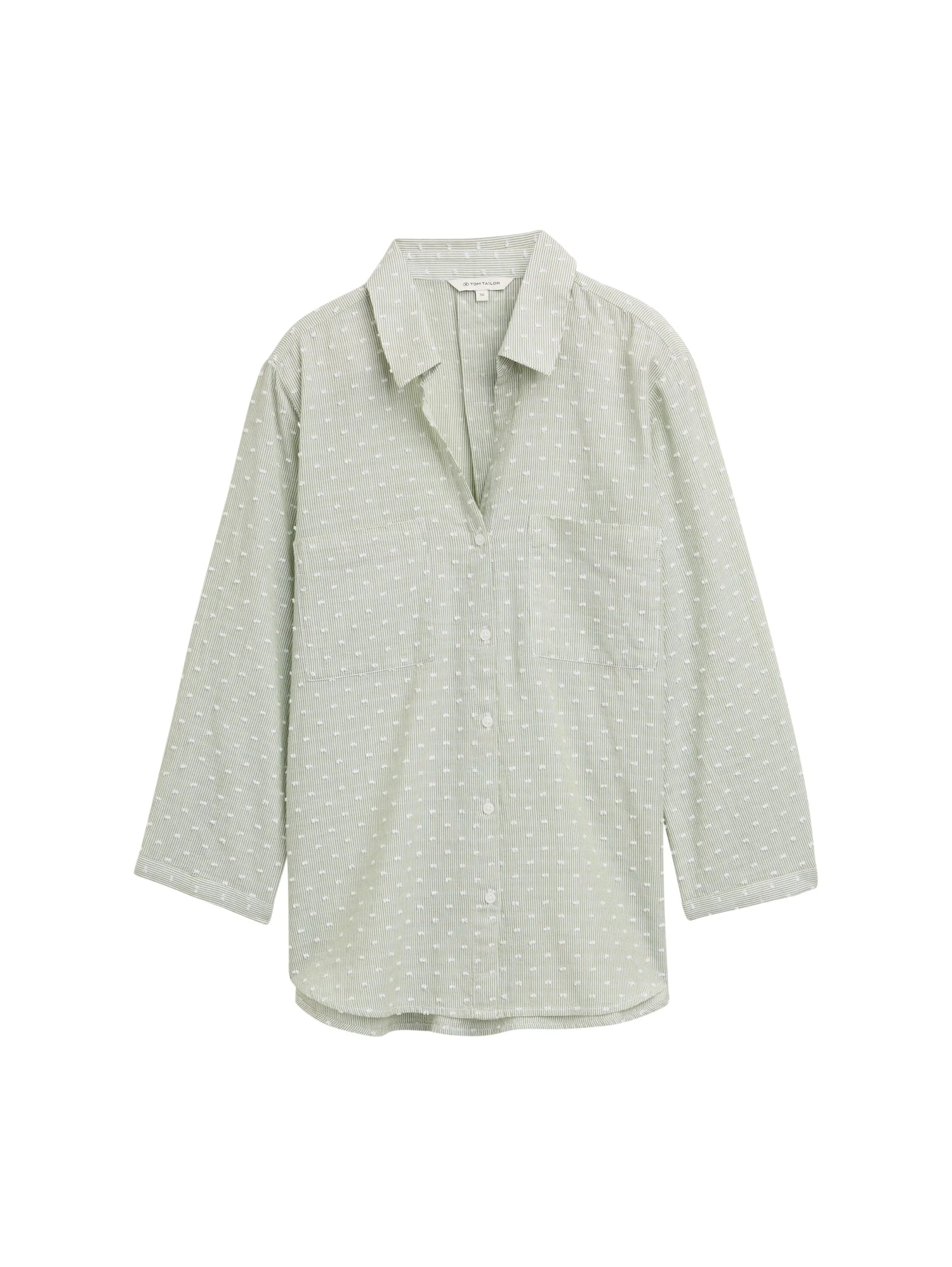 Tom Tailor Green White Dobby Stipe Women Regular Fit Blouse with Striped Pattern SKU: 1047178_38781 Image 06