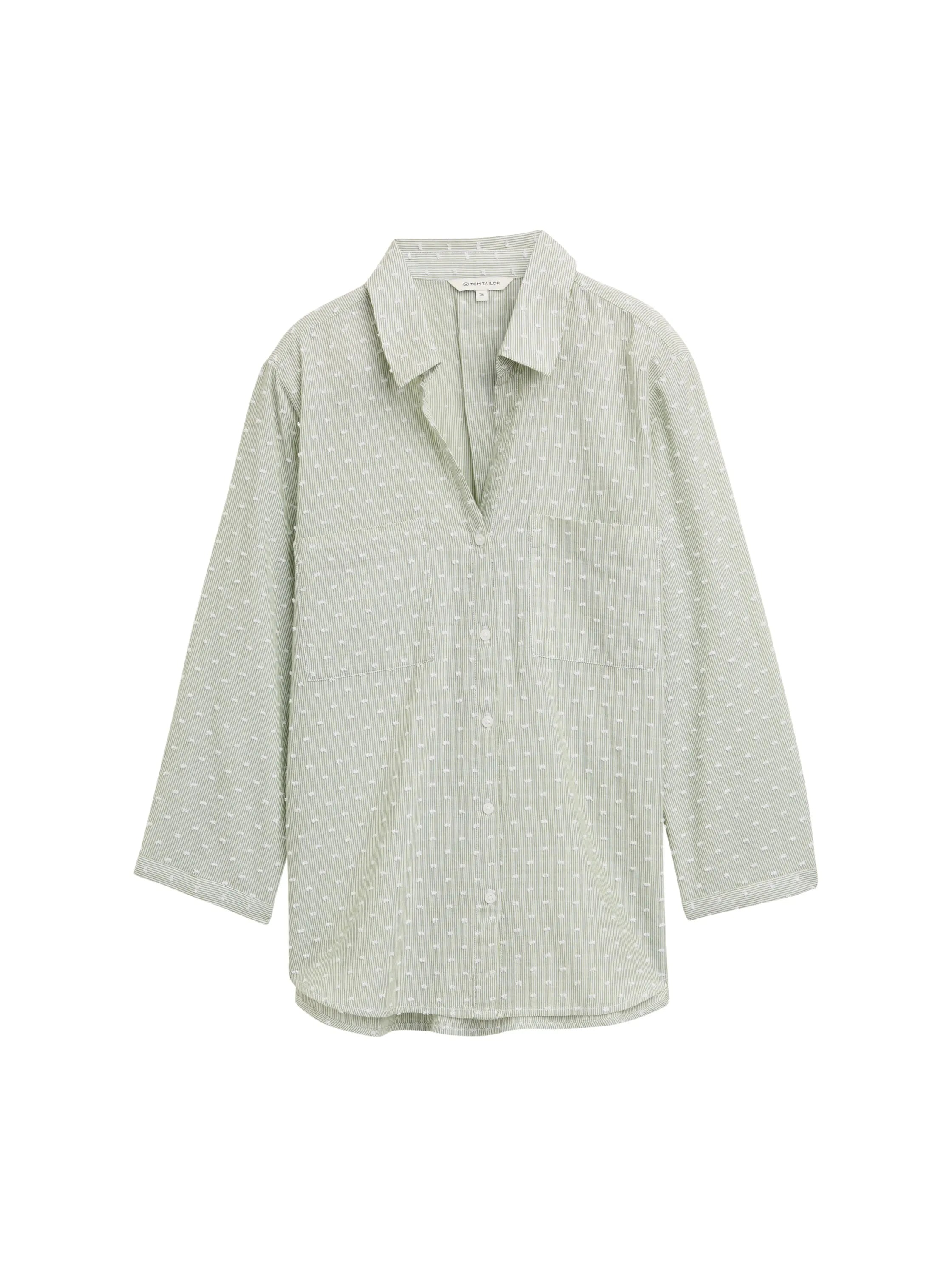 Tom Tailor Green White Dobby Stipe Women Regular Fit Blouse with Striped Pattern SKU: 1047178_38781 Image 06