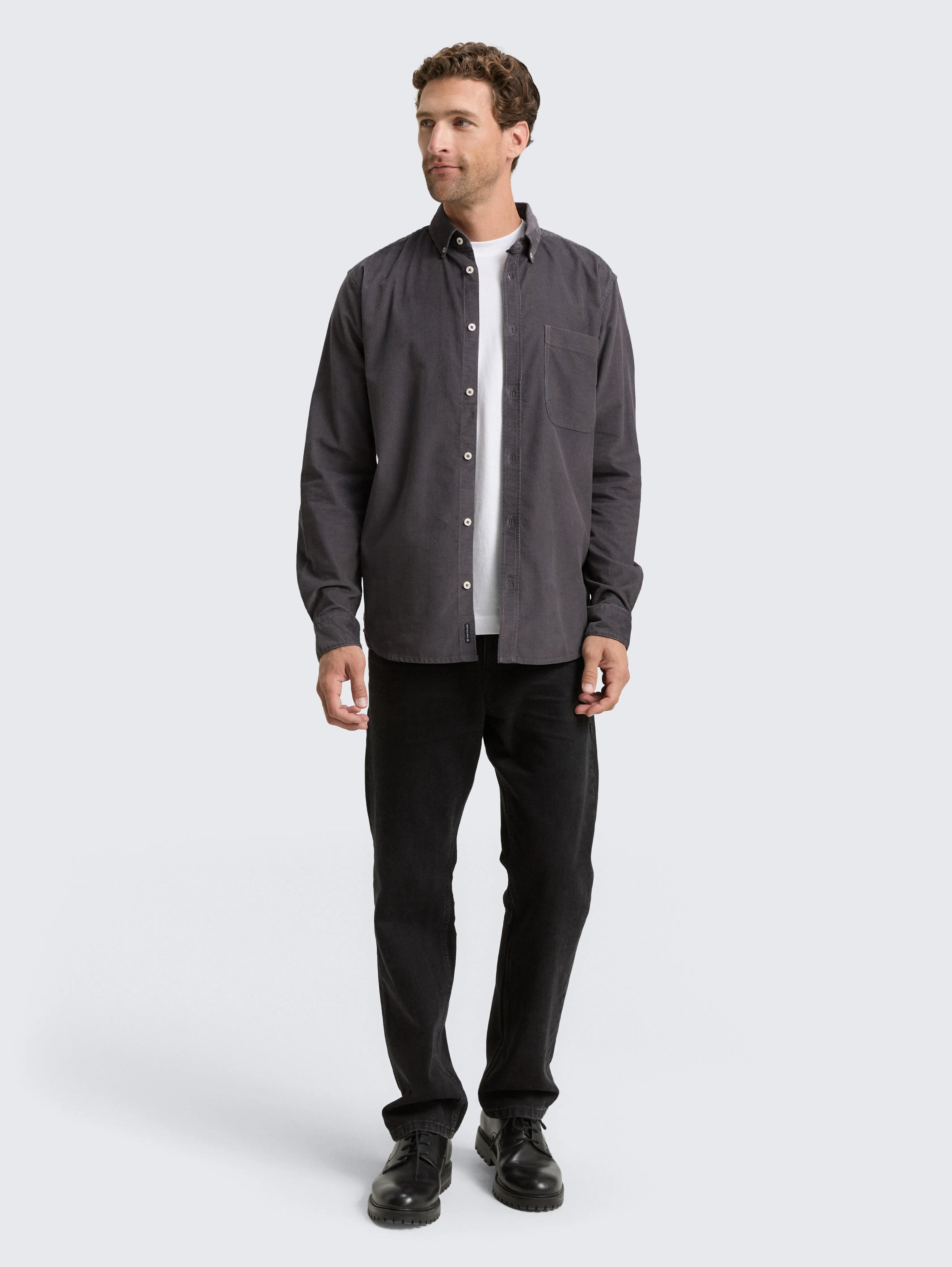 Tom Tailor_0_Regular Fit Corduroy Shirt with Breast Pocket_1047341_38326_01