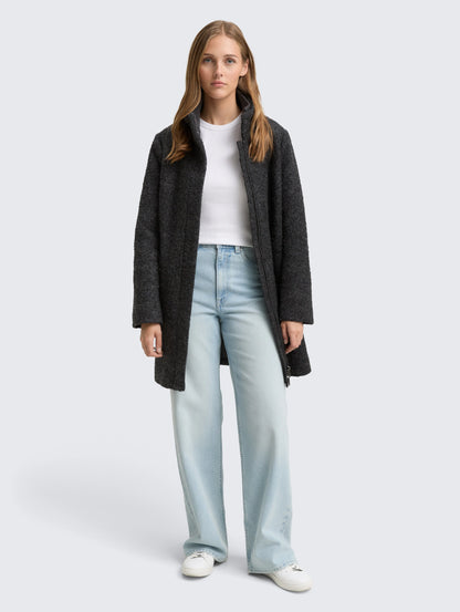 Tom Tailor_0_BouclŽ Wool Coat with Stand-Up Collar_1047539_10369_01