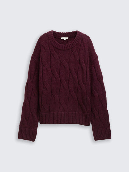 Tom Tailor_0_Loose Fit Knitted Jumper with Cable Pattern_1047709_10525_04