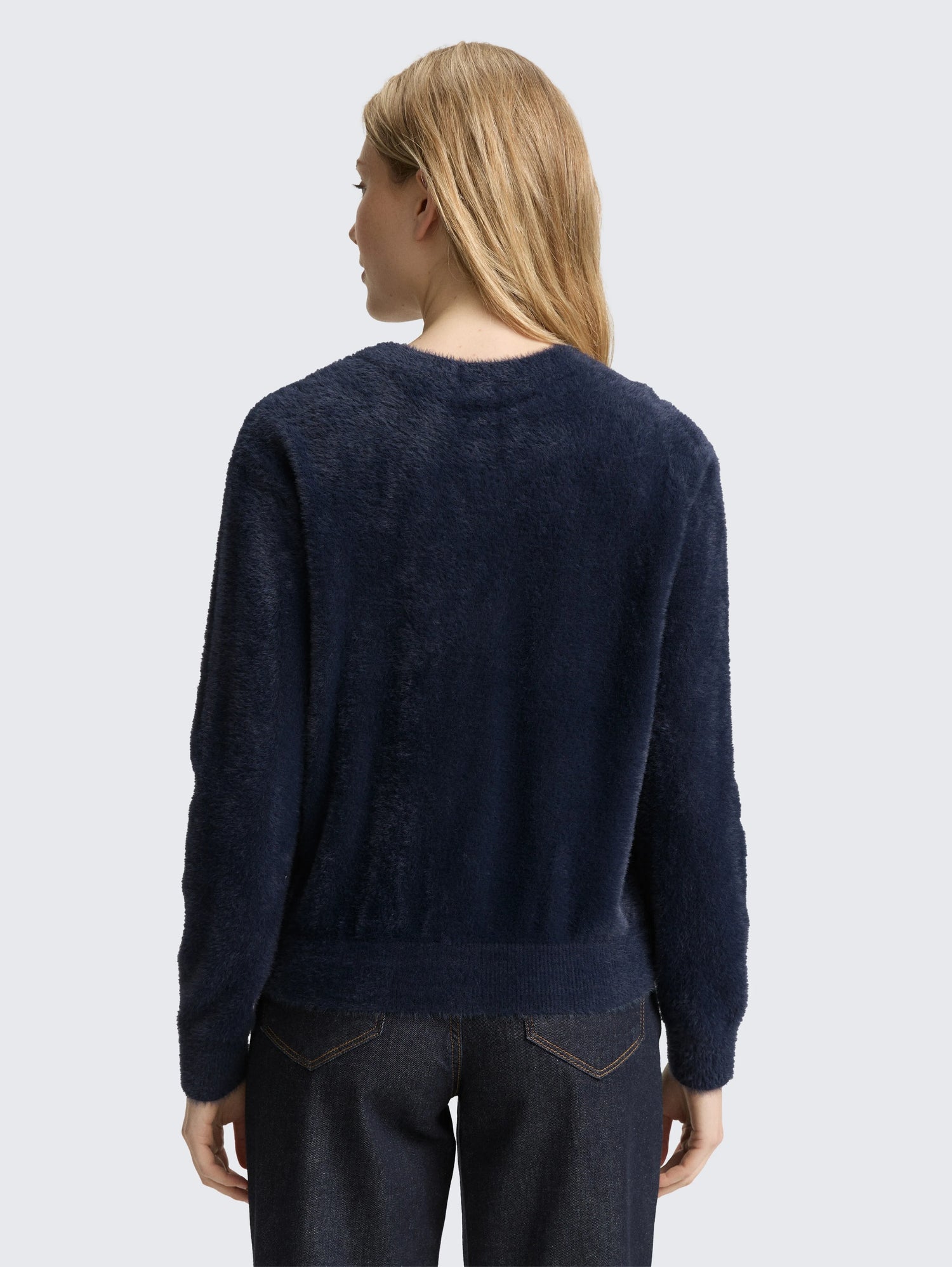 Tom Tailor_Black_Feather Yarn Cardigan with Button Placket_1048318_11019_03