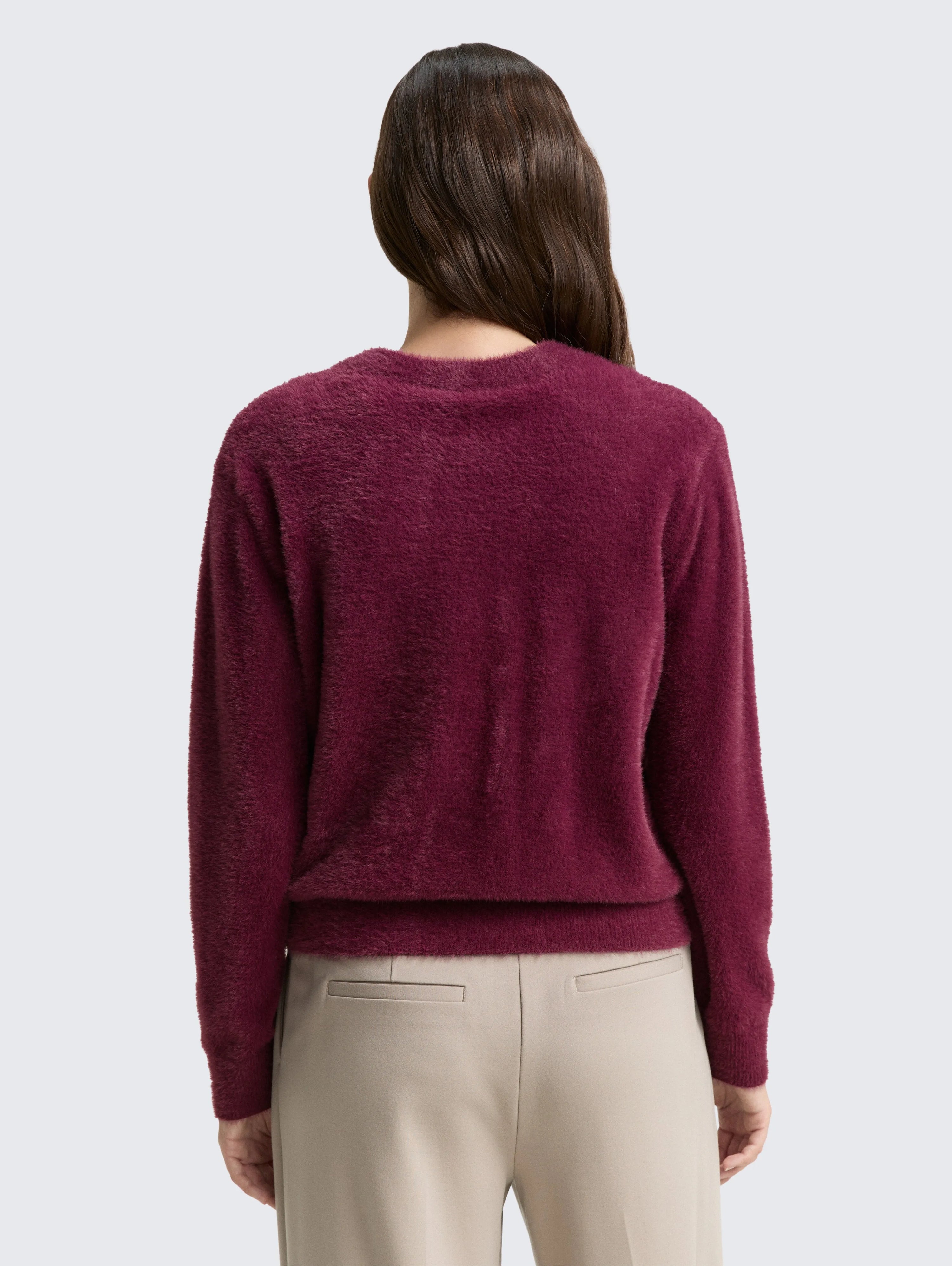 Tom Tailor_Black_Feather Yarn Cardigan with Button Placket_1048318_16427_03