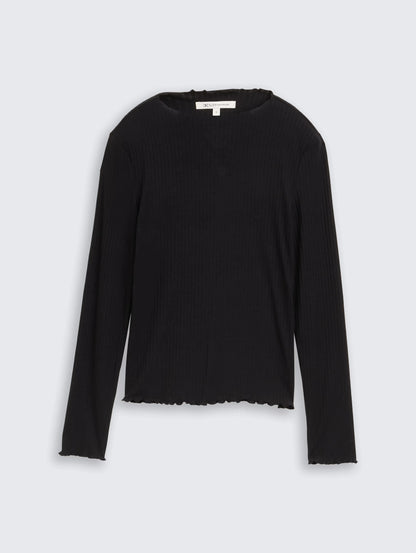 Tom Tailor_0_Ribbed Long-Sleeved Shirt with Stand-Up Collar_1048344_14482_01