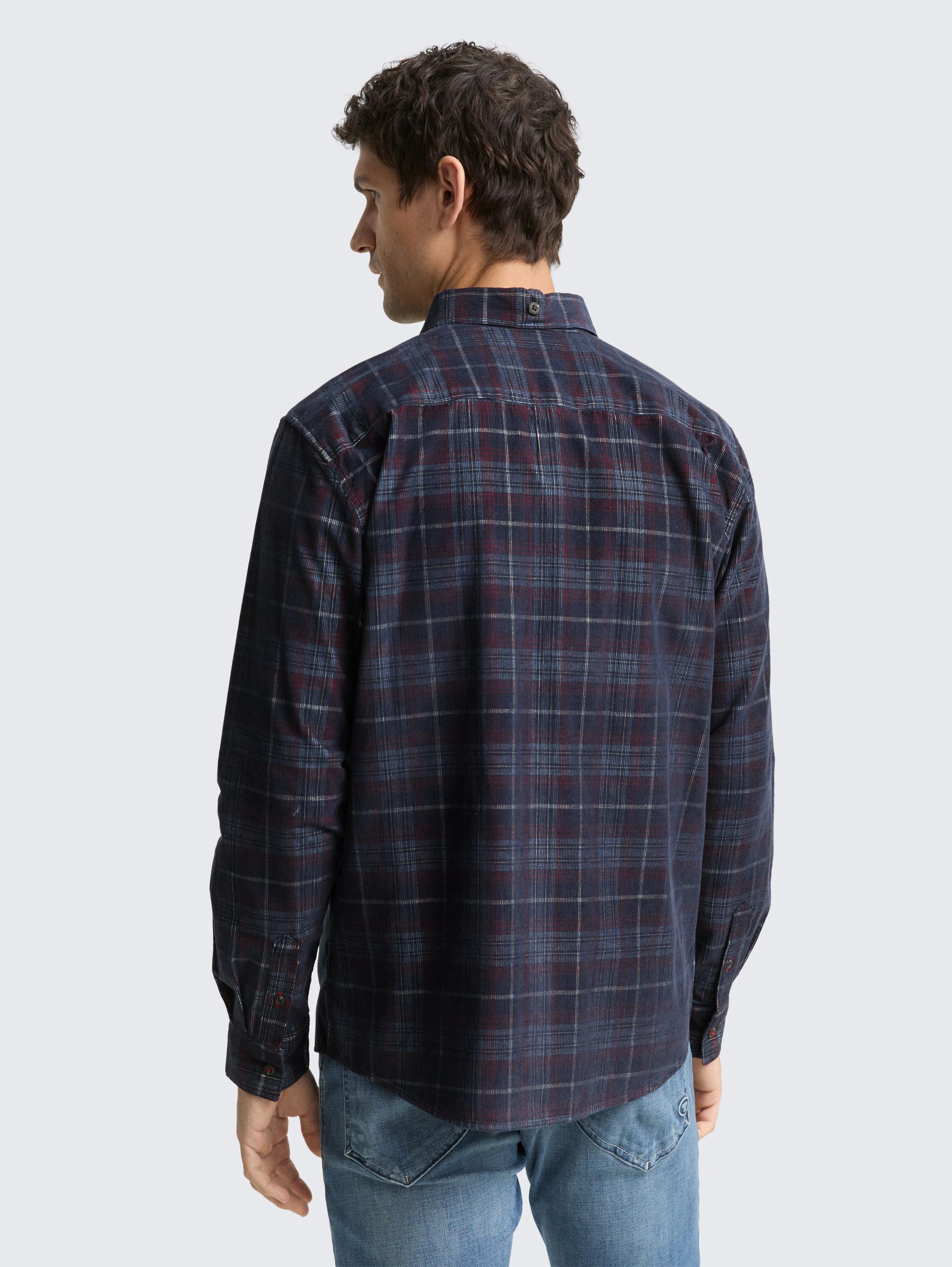 Tom Tailor_0_Regular Fit Corduroy Shirt with Checked Pattern_1048427_38918_03