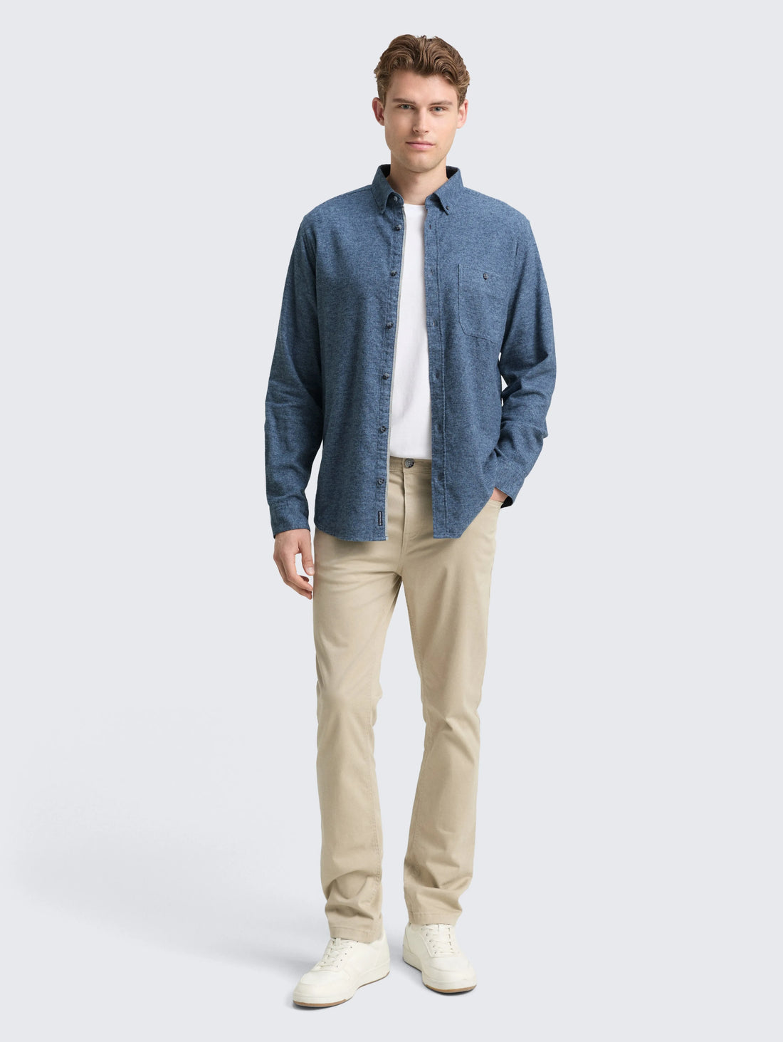 Tom Tailor_Beige_Regular Fit Soft-Touch Shirt in a Melange Look_1048429_38926_01