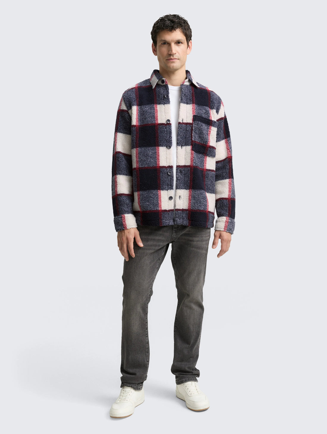 Tom Tailor_Beige_Teddy Overshirt with Checked Pattern_1048435_38950_01