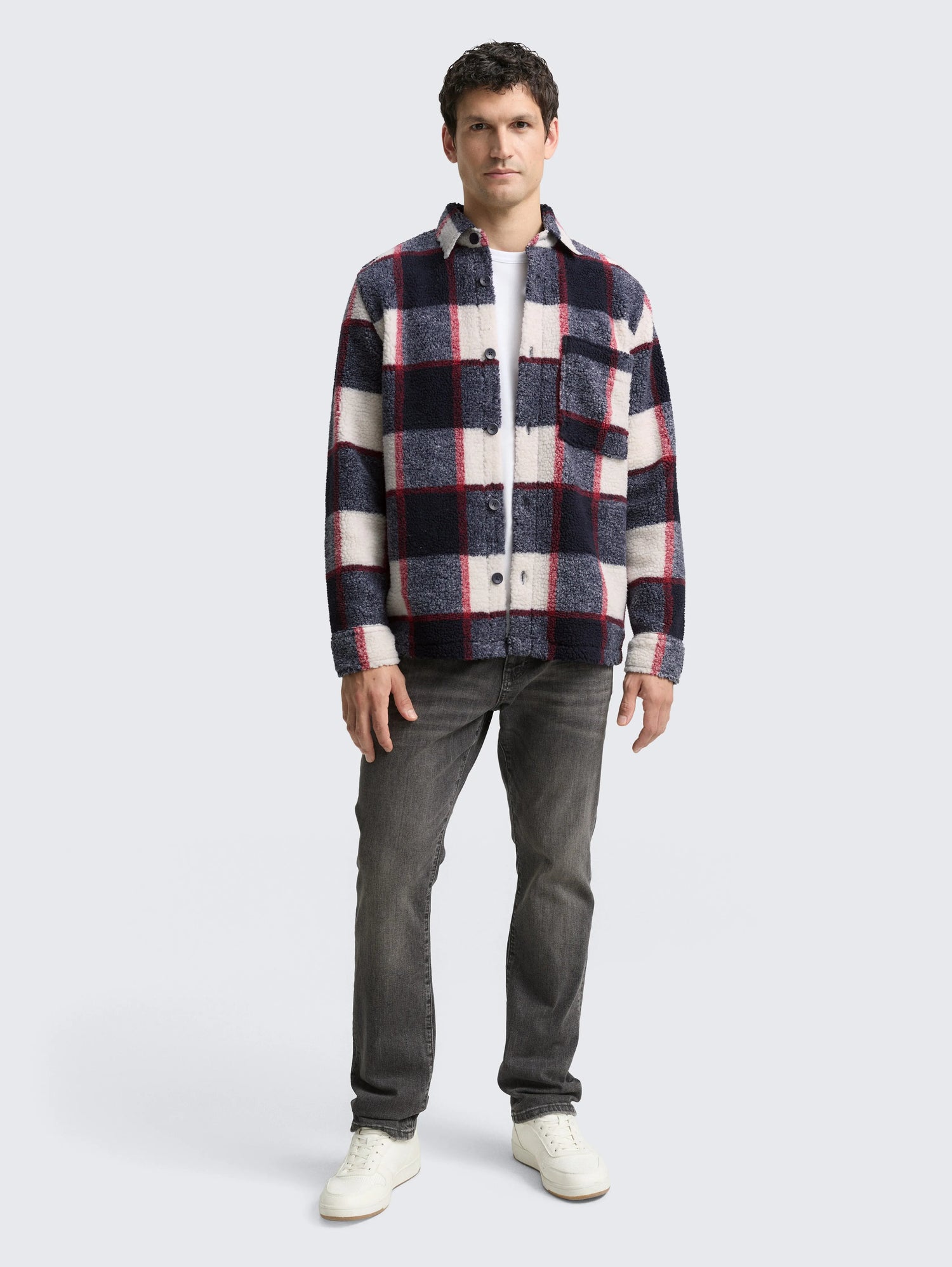 Tom Tailor_Beige_Teddy Overshirt with Checked Pattern_1048435_38950_01