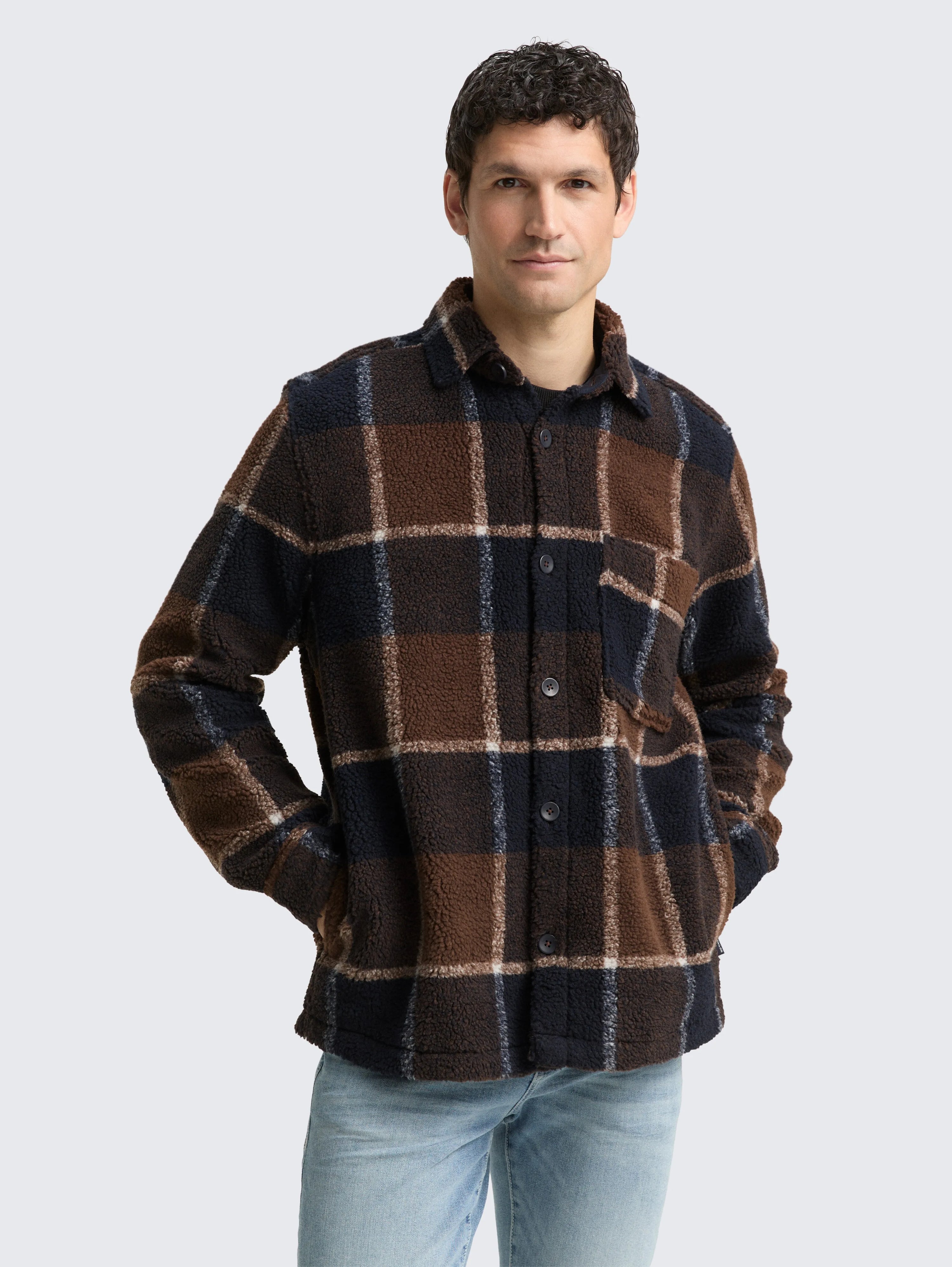 Tom Tailor_Beige_Teddy Overshirt with Checked Pattern_1048435_39355_02
