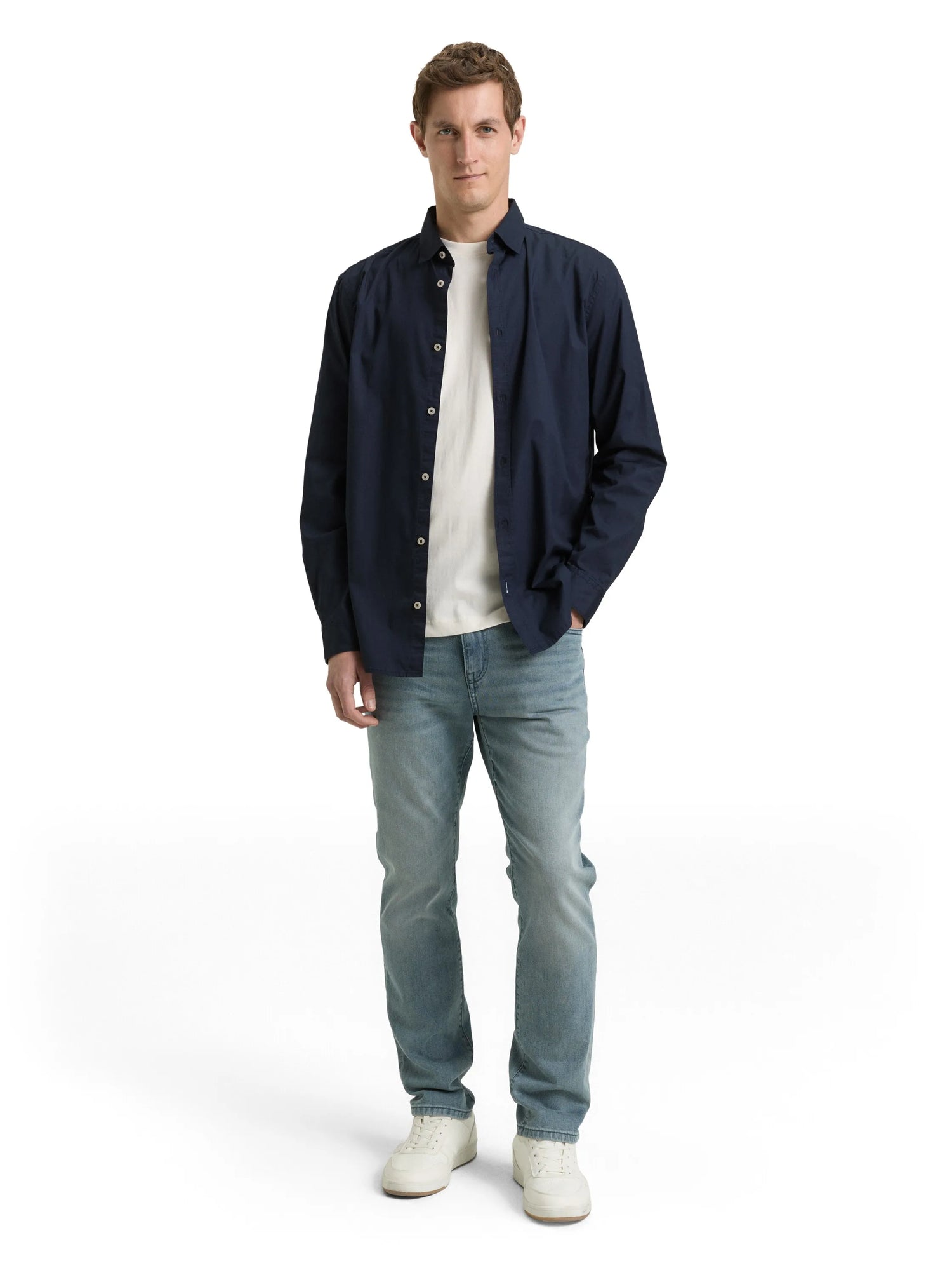 Tom Tailor Sky Captain Blue Men Regular Fit Shirt with Stretch SKU: 1048449_10668 Image 01