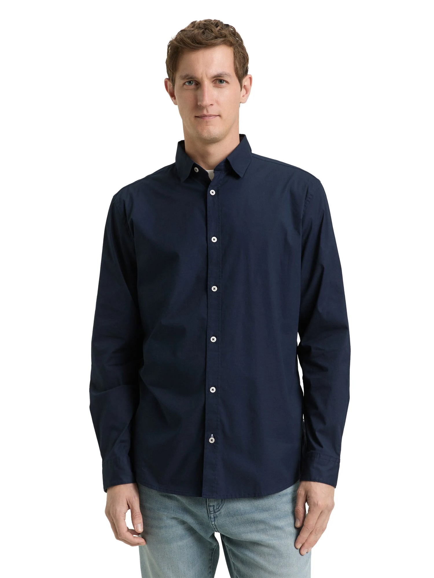 Tom Tailor Sky Captain Blue Men Regular Fit Shirt with Stretch SKU: 1048449_10668 Image 03