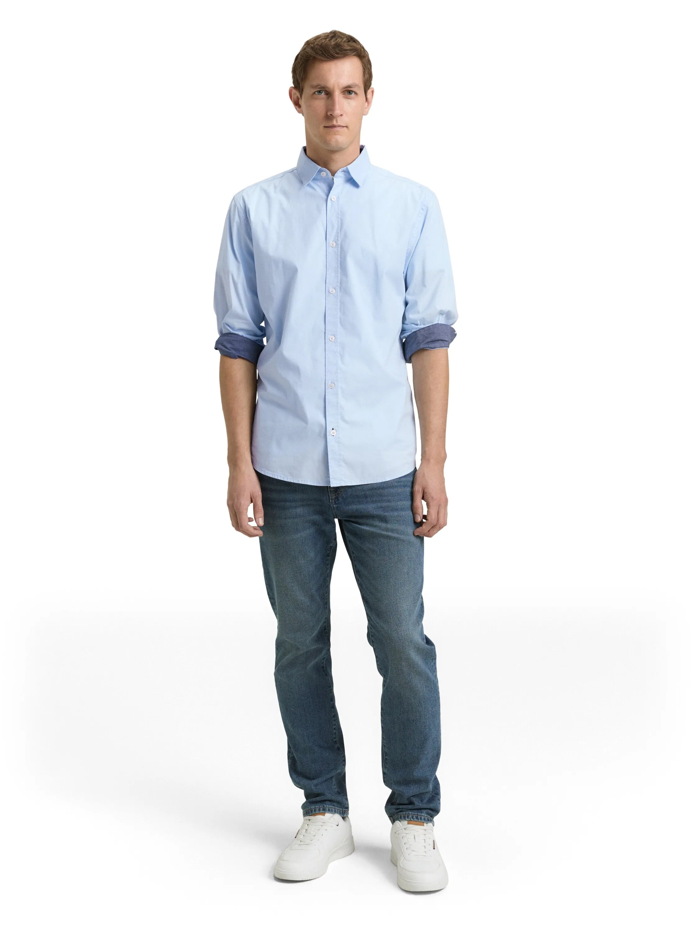 Tom Tailor Light Metal Blue Men Regular Fit Shirt with Stretch SKU: 1048449_13302 Image 01