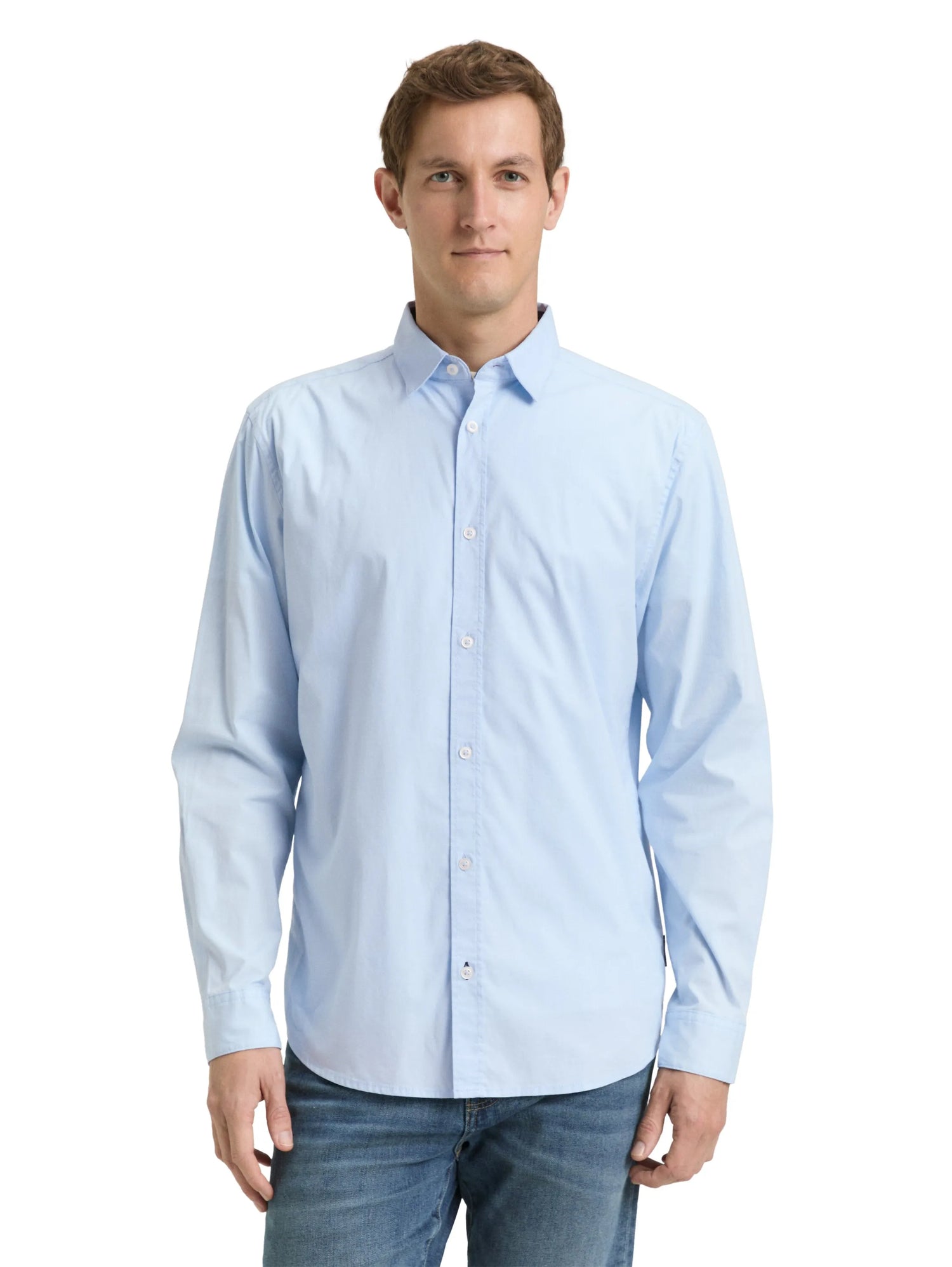 Tom Tailor Light Metal Blue Men Regular Fit Shirt with Stretch SKU: 1048449_13302 Image 03