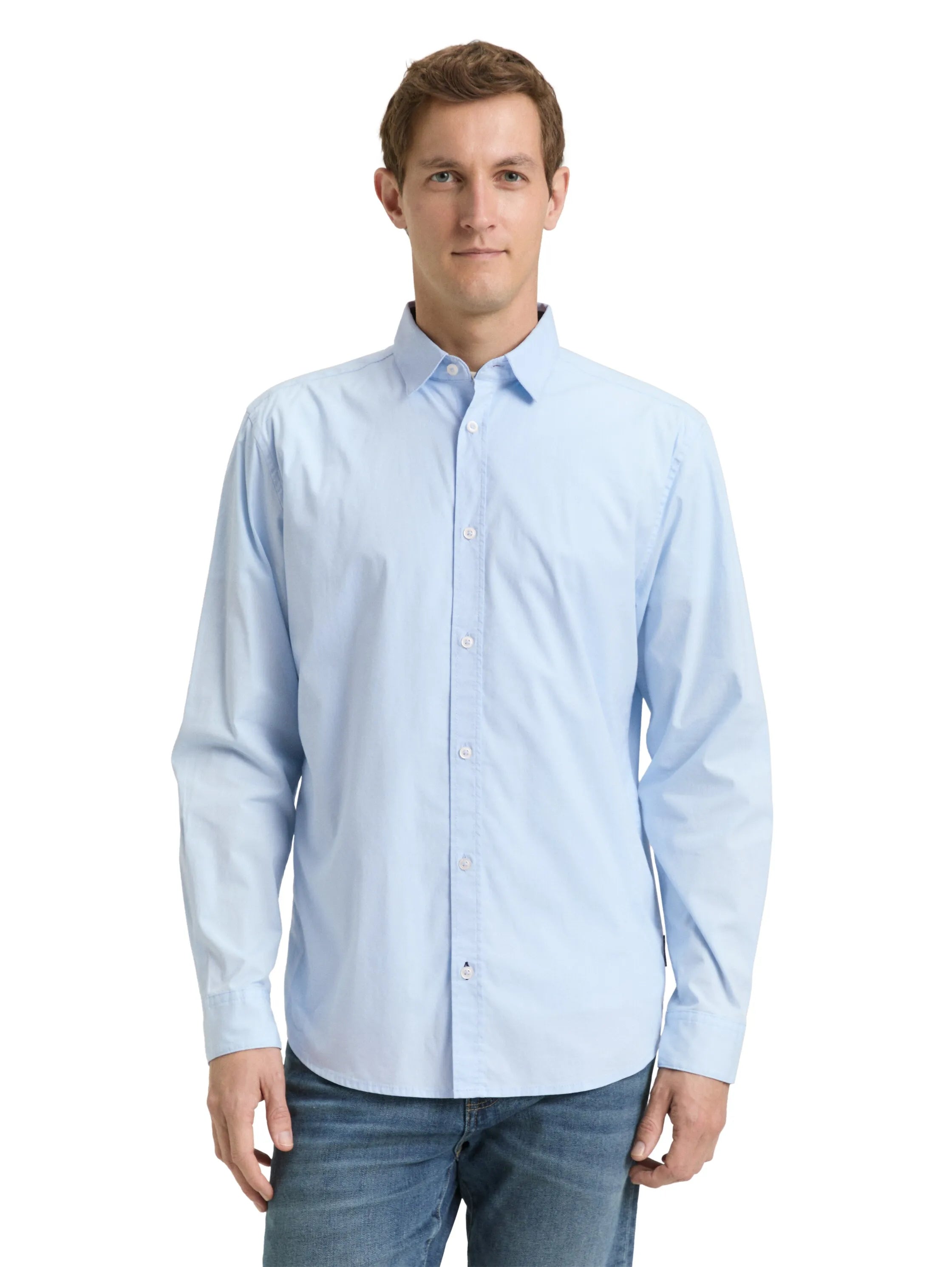 Tom Tailor Light Metal Blue Men Regular Fit Shirt with Stretch SKU: 1048449_13302 Image 03