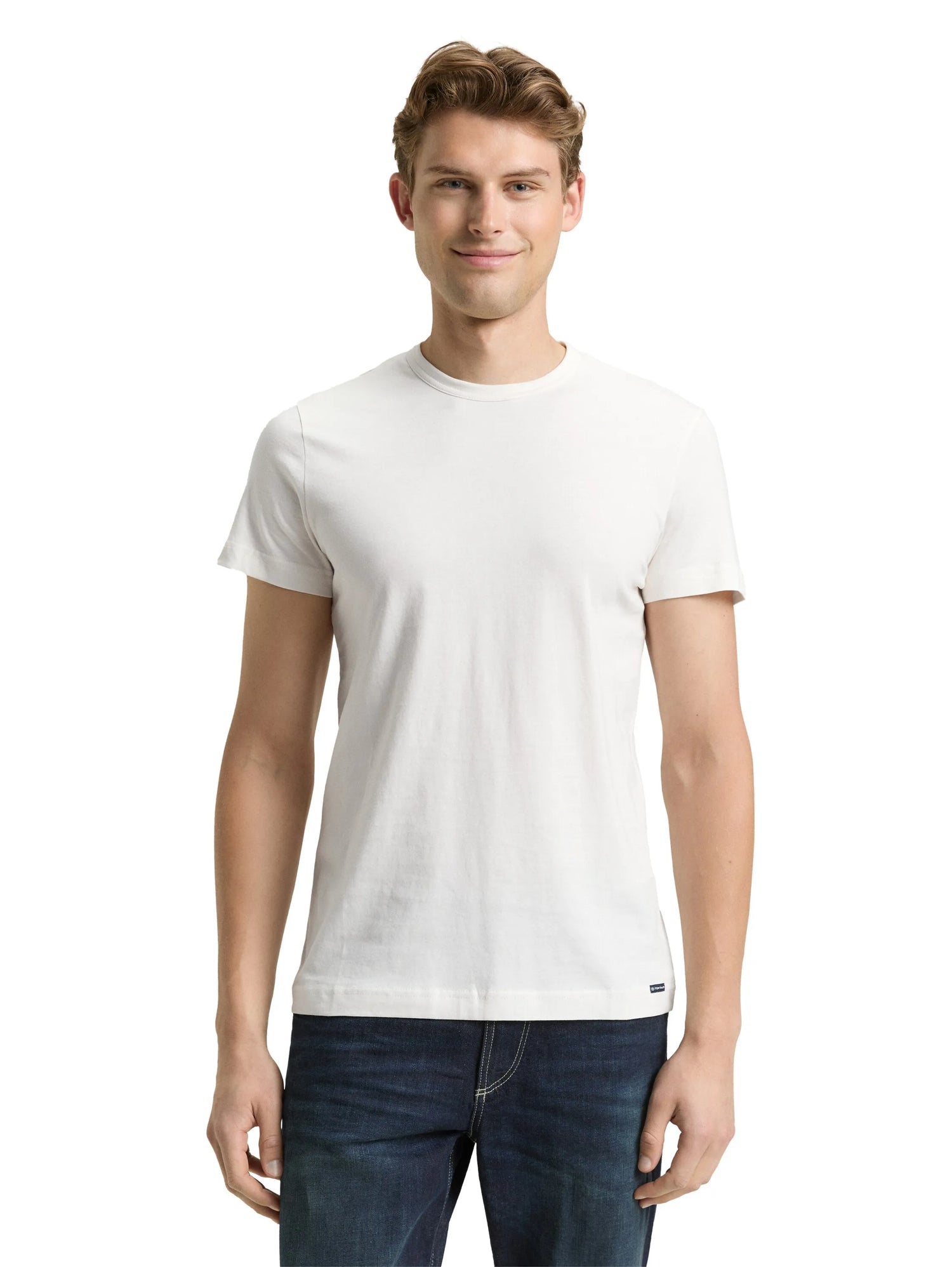 Tom Tailor Gardenia White Men Slim-Fit Cotton T-Shirt SKU: 1048598_10348 Image 03