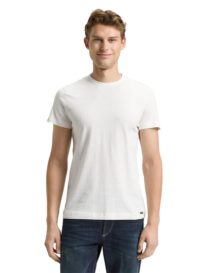 Tom Tailor Gardenia White Men Slim-Fit Cotton T-Shirt SKU: 1048598_10348 Image 03