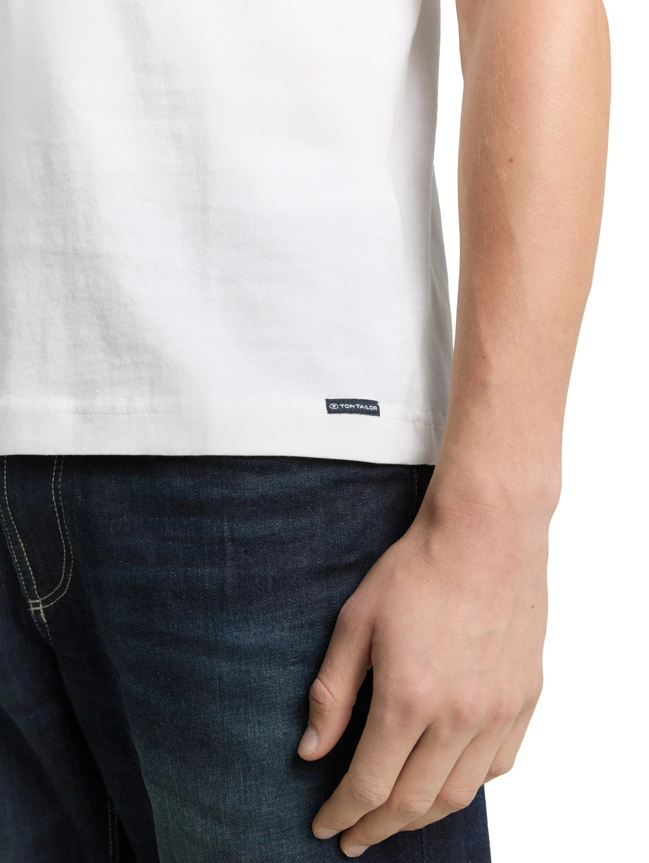 Tom Tailor Gardenia White Men Slim-Fit Cotton T-Shirt SKU: 1048598_10348 Image 04