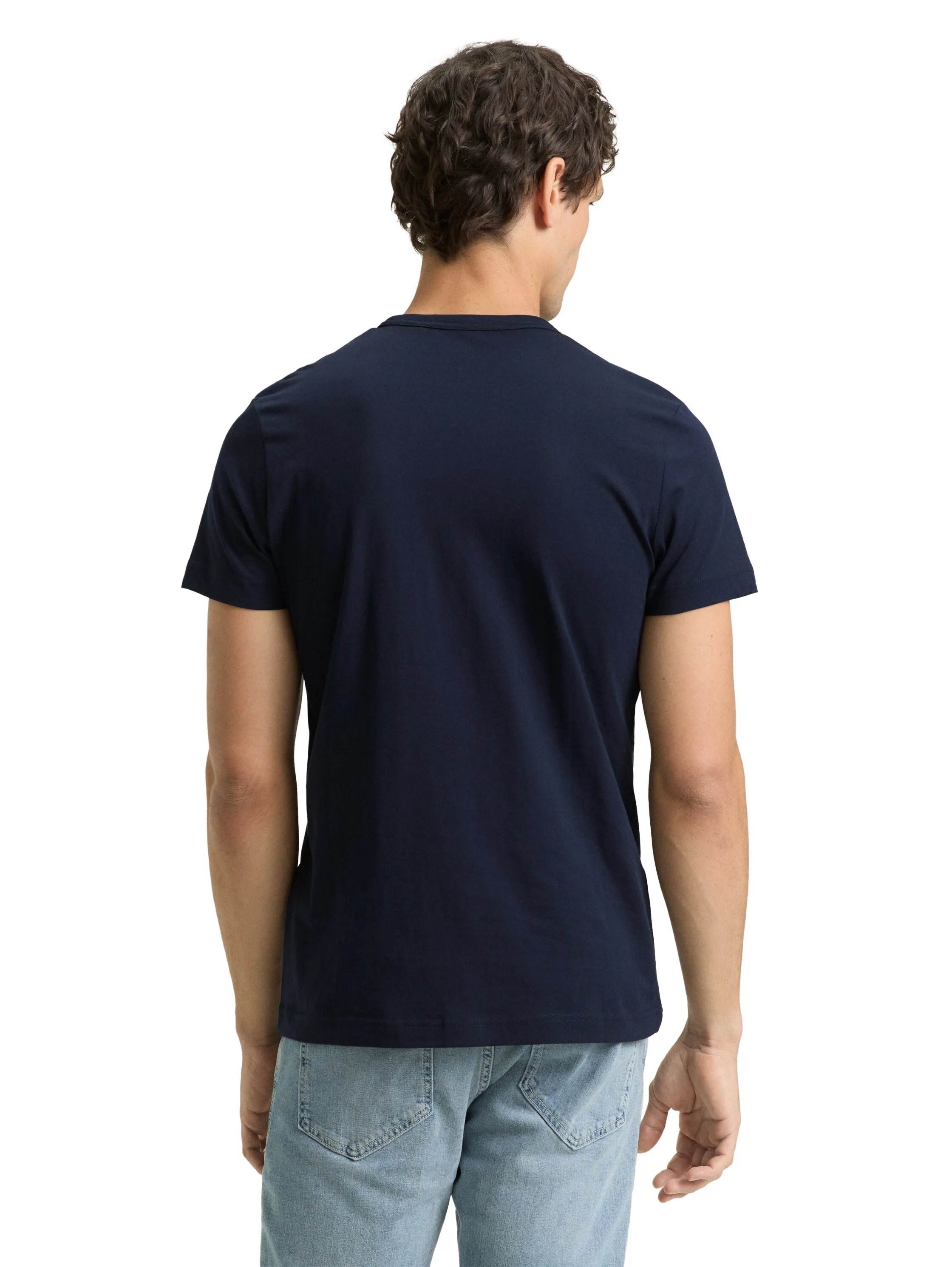 Tom Tailor Sky Captain Blue Men Slim-Fit Cotton T-Shirt SKU: 1048598_10668 Image 02