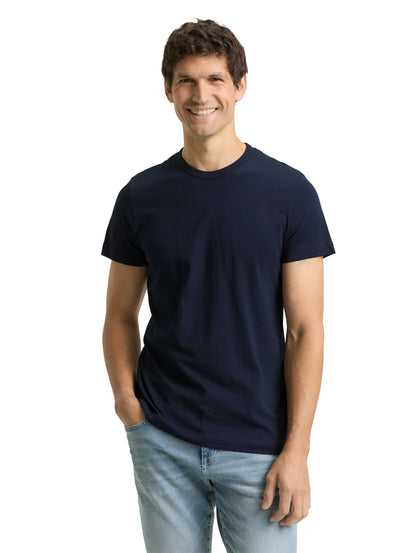 Tom Tailor Sky Captain Blue Men Slim-Fit Cotton T-Shirt SKU: 1048598_10668 Image 03