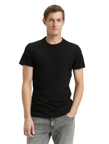 Tom Tailor Black Men Slim-Fit Cotton T-Shirt SKU: 1048598_29999 Image 03
