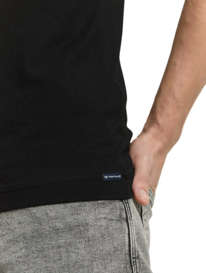 Tom Tailor Black Men Slim-Fit Cotton T-Shirt SKU: 1048598_29999 Image 04