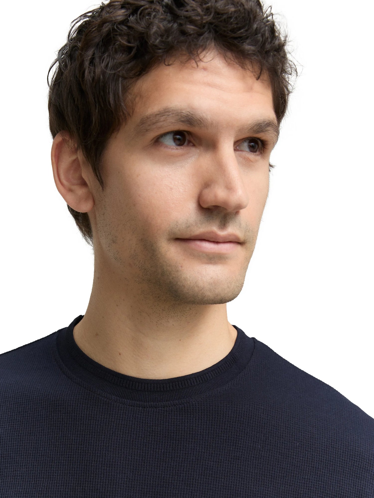 Tom Tailor Sky Captain Blue Men T-Shirt with Waffle Texture SKU: 1048599_10668 Image 04